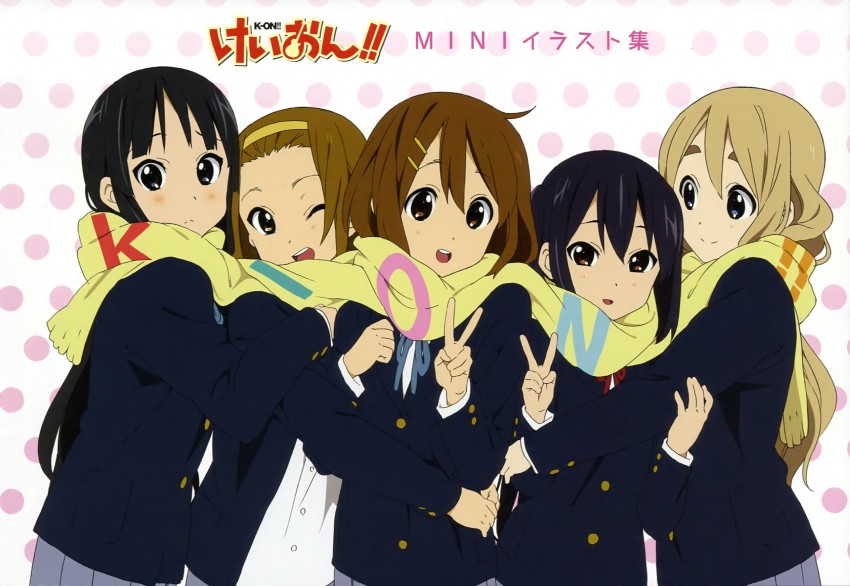 akiyama mio, nakano azusa, hirasawa yui, tainaka ritsu, and kotobuki tsumugi (k-on! and 1 more) drawn by horiguchi_yukiko