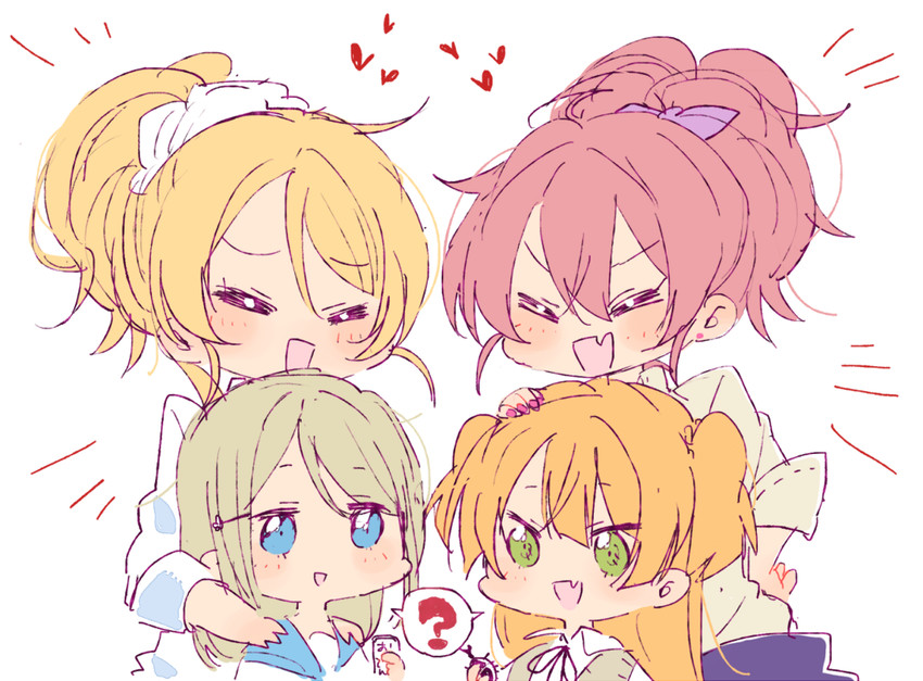 ayase eli, jougasaki mika, jougasaki rika, and ayase alisa (idolmaster and 3 more) drawn by mope