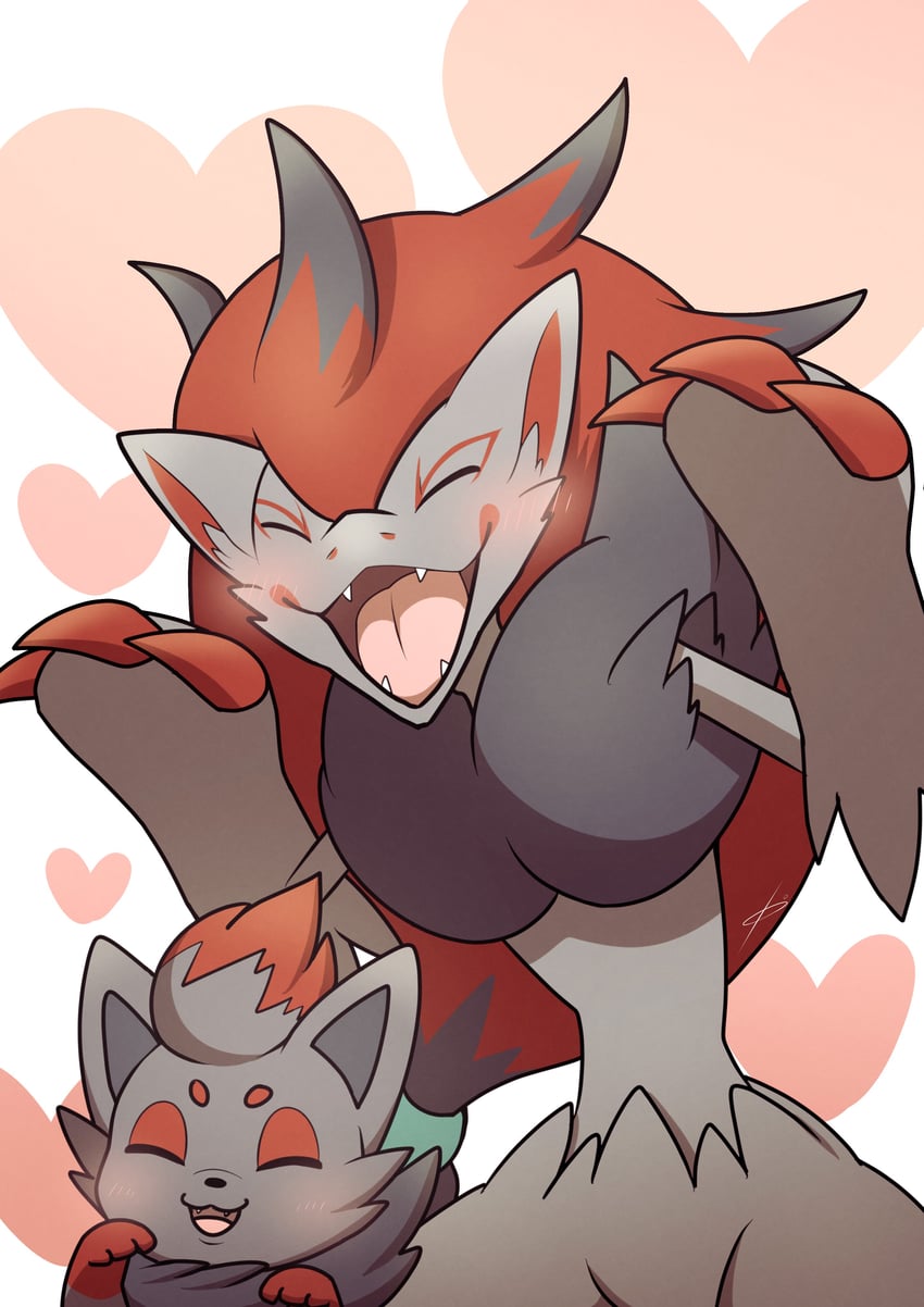 zorua and zoroark (pokemon) drawn by fuai_(rocking_jjj)