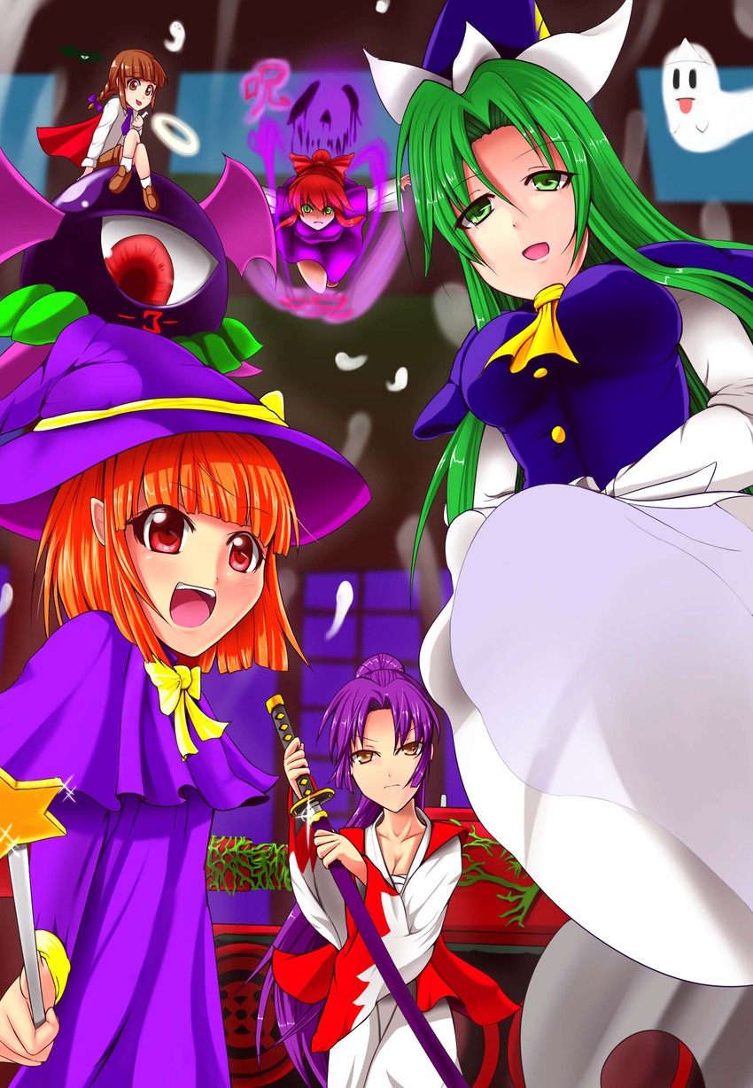 kirisame marisa, mima, meira, rika, evil eye sigma, and 1 more (touhou and 1 more) drawn by watame_(amarygent)