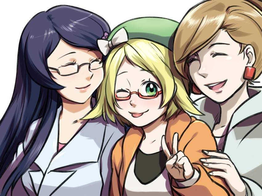 bianca, professor juniper, and fennel (pokemon and 1 more) drawn by roarke_(lavenderincubus)