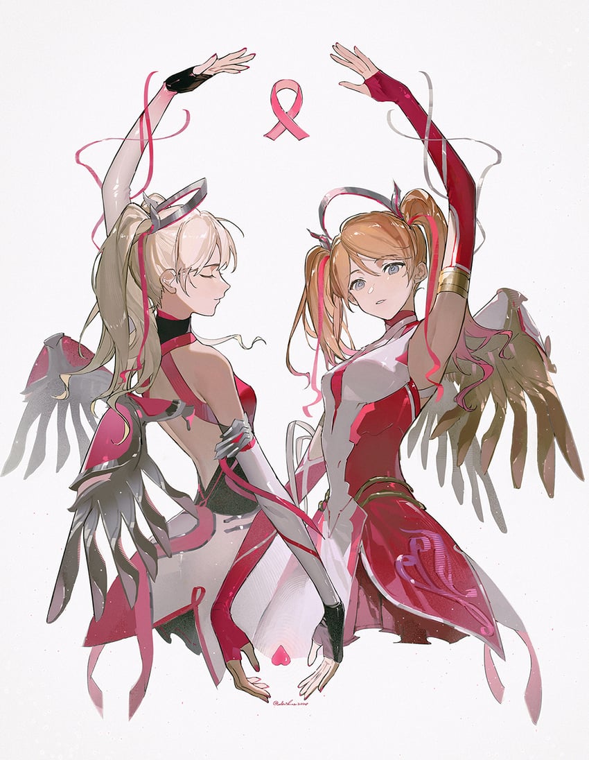 mercy and pink mercy (overwatch and 1 more) drawn by akihare
