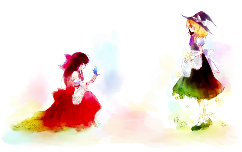 hakurei reimu and kirisame marisa (touhou) drawn by nr_(cmnrr)
