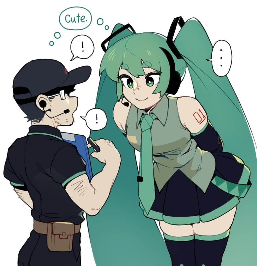 hatsune miku (vocaloid and 1 more) drawn by dizzyspells
