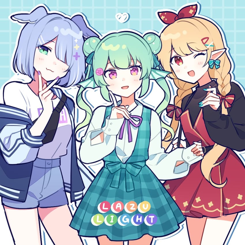 elira pendora, pomu rainpuff, and finana ryugu (nijisanji and 1 more) drawn by waka_(wk4444)