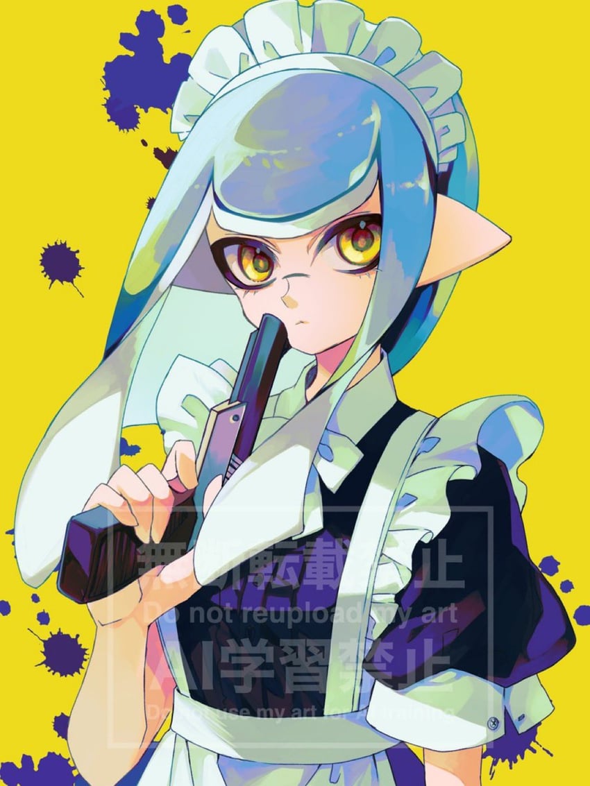 inkling player character and inkling girl (splatoon and 1 more) drawn by kainesato