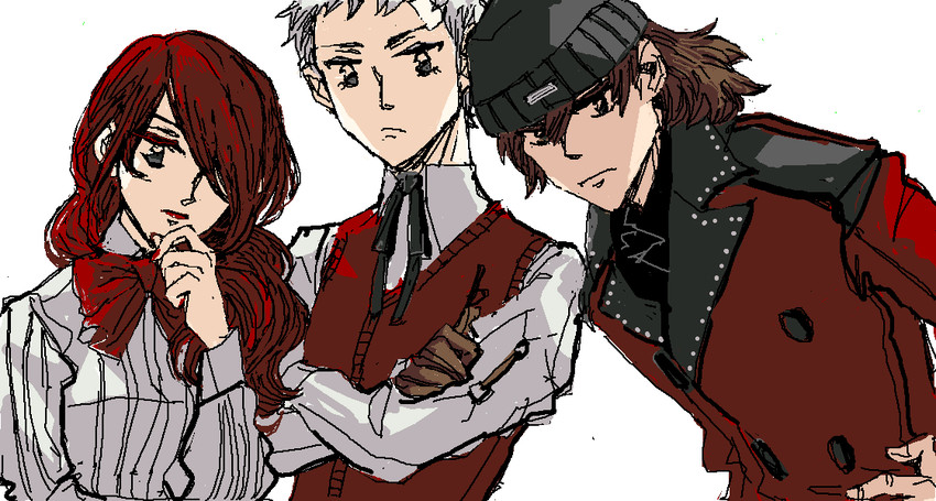 kirijou mitsuru, sanada akihiko, and aragaki shinjirou (persona and 1 more) drawn by sutei_(giru)