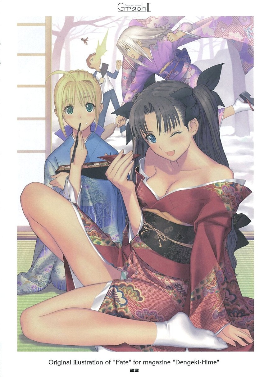 artoria pendragon, saber, tohsaka rin, illyasviel von einzbern, and emiya shirou (fate and 1 more) drawn by tony_taka