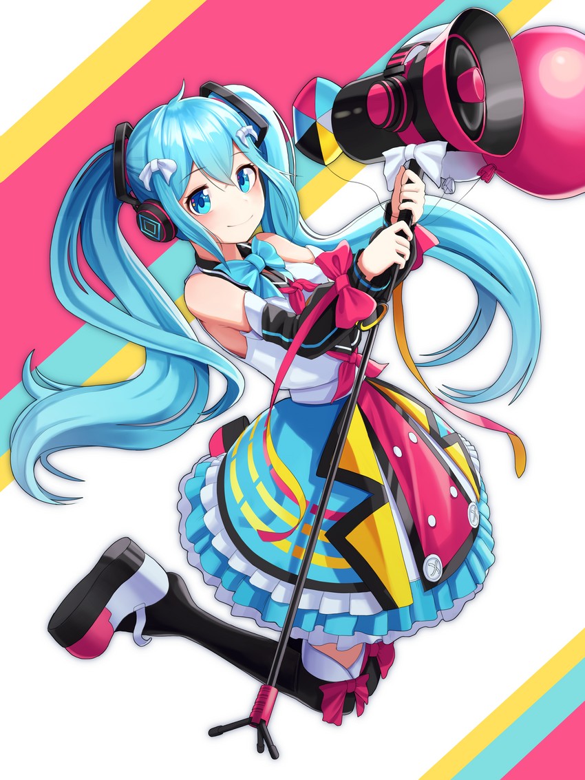 hatsune miku and magical mirai miku (vocaloid and 1 more) drawn by goback