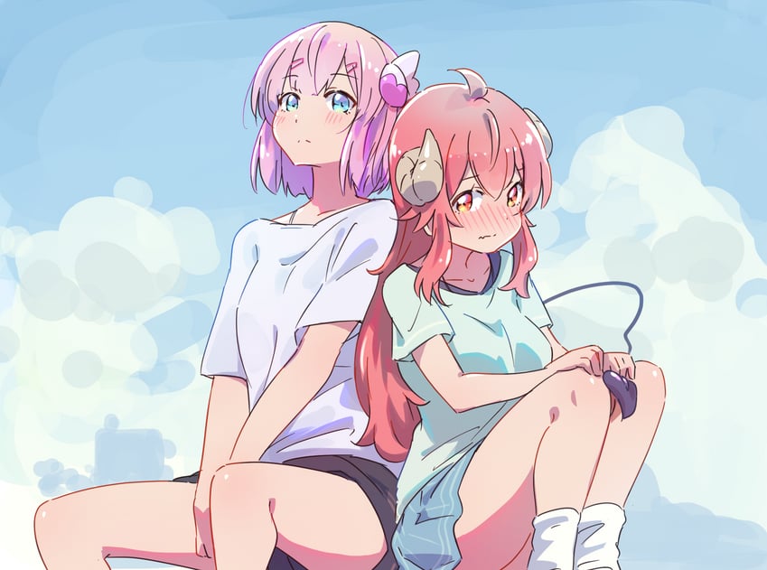 yoshida yuuko and chiyoda momo (machikado mazoku) drawn by icorasama