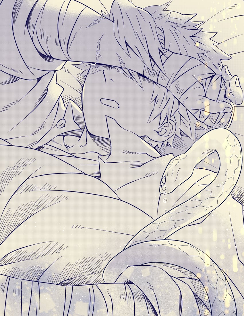 shinazugawa sanemi and kaburamaru (kimetsu no yaiba) drawn by mintiaorion