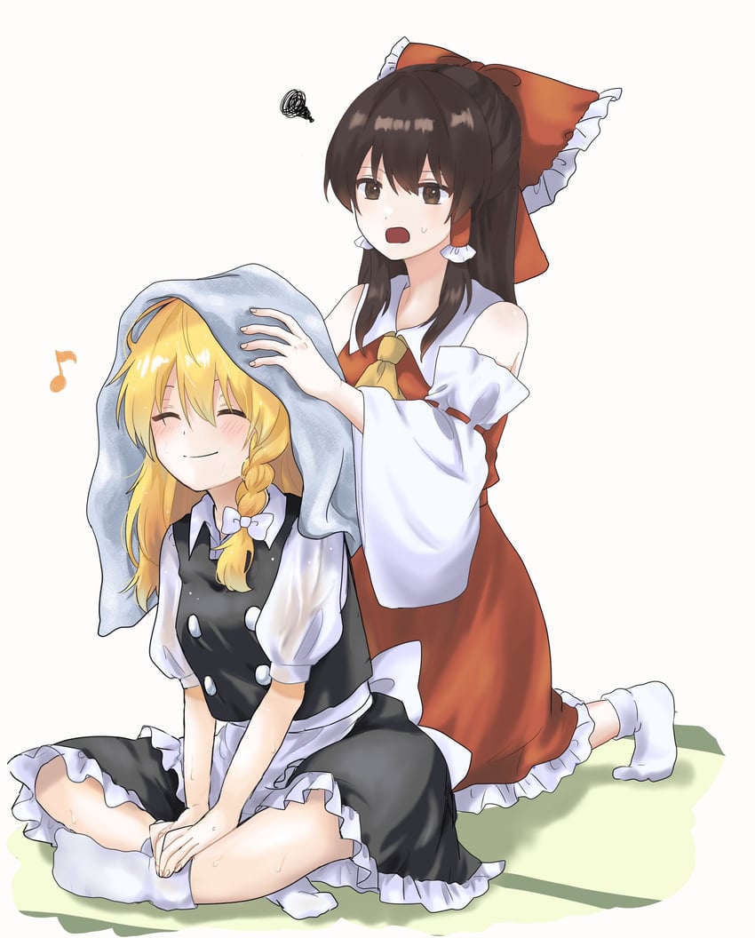 hakurei reimu and kirisame marisa (touhou) drawn by reimu_tyuki