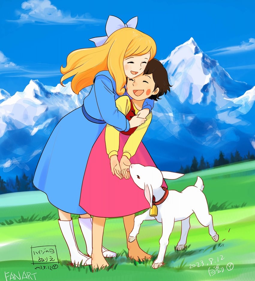 heidi, klara sesemann, and yuki (alps no shoujo heidi) drawn by yume_meisaku