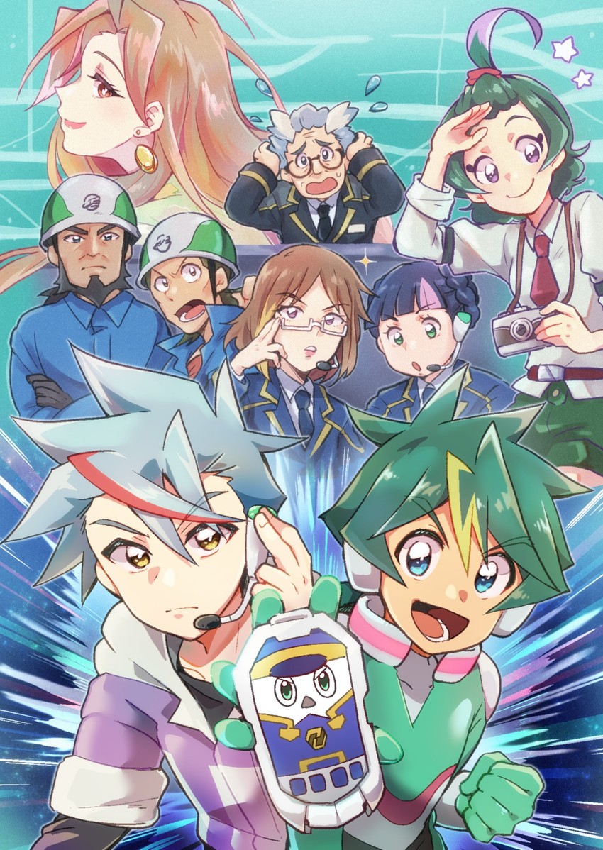 usui abuto, arata shin, smat, oishi misaki, abiko kasumi, and 5 more (shinkalion and 1 more) drawn by chun_(chun-tomeko)