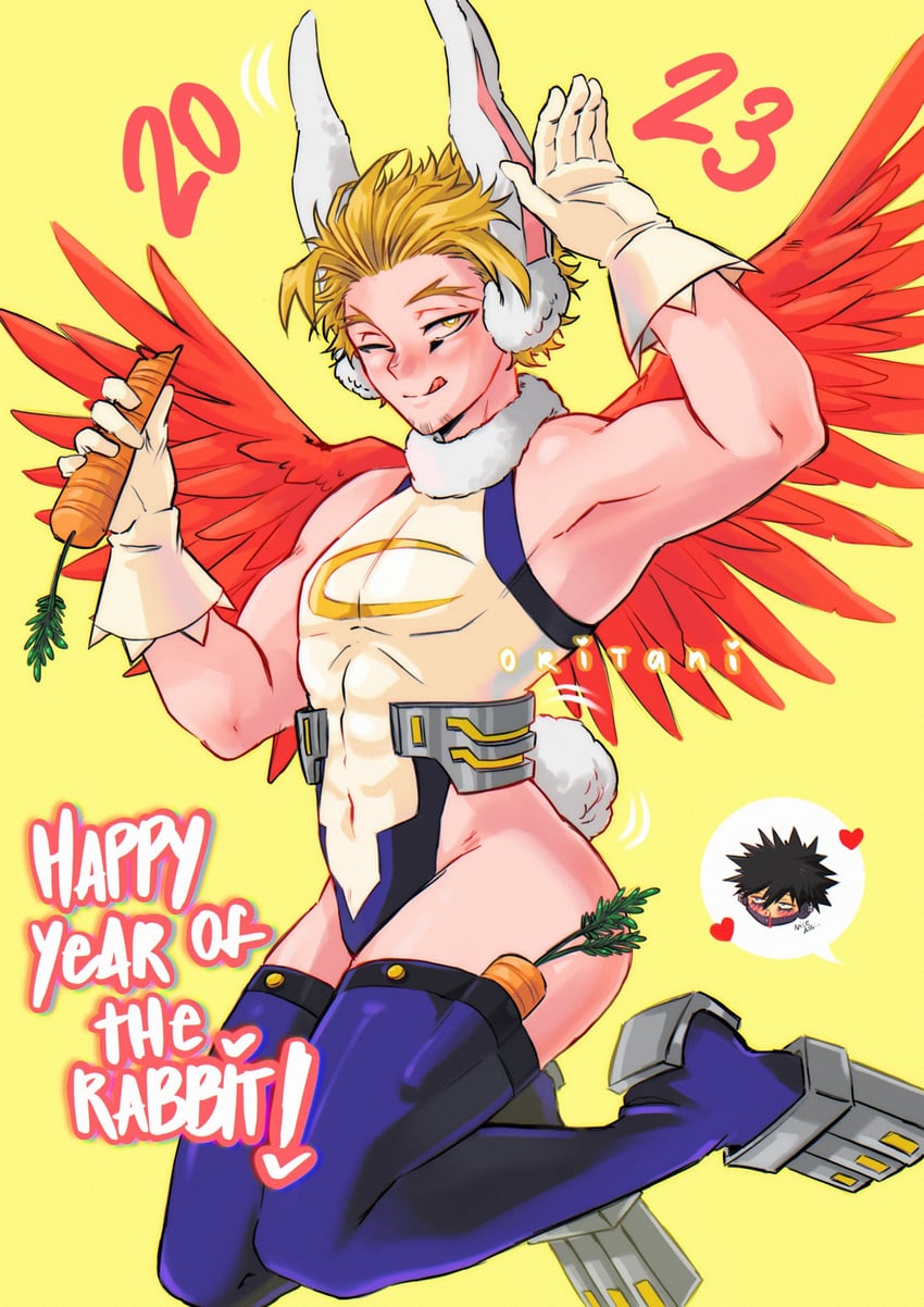 mirko, hawks, and dabi (boku no hero academia) drawn by ori_(oriorichannn)