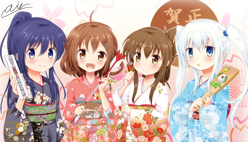 hibiki, inazuma, ikazuchi, and akatsuki (kantai collection) drawn by air_(alanais)