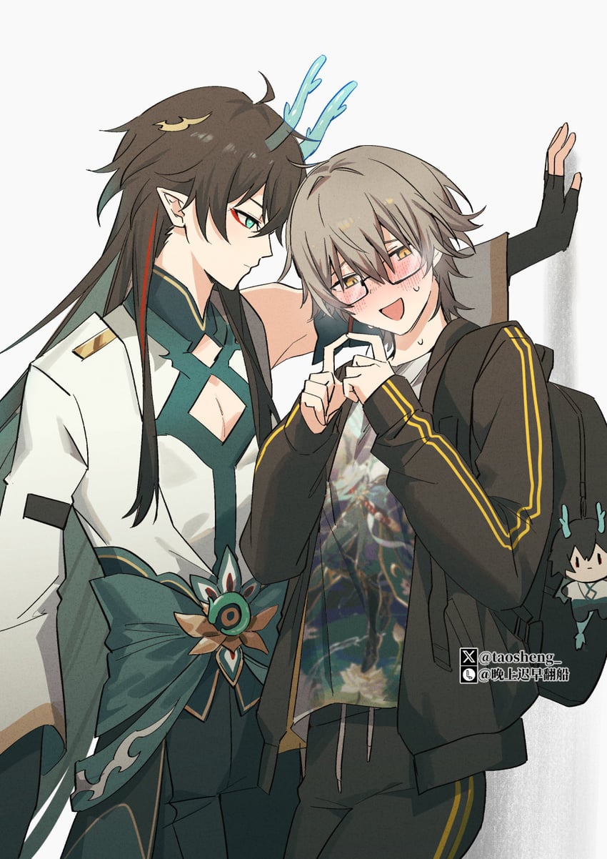 trailblazer, caelus, and dan heng (honkai and 1 more) drawn by taosheng