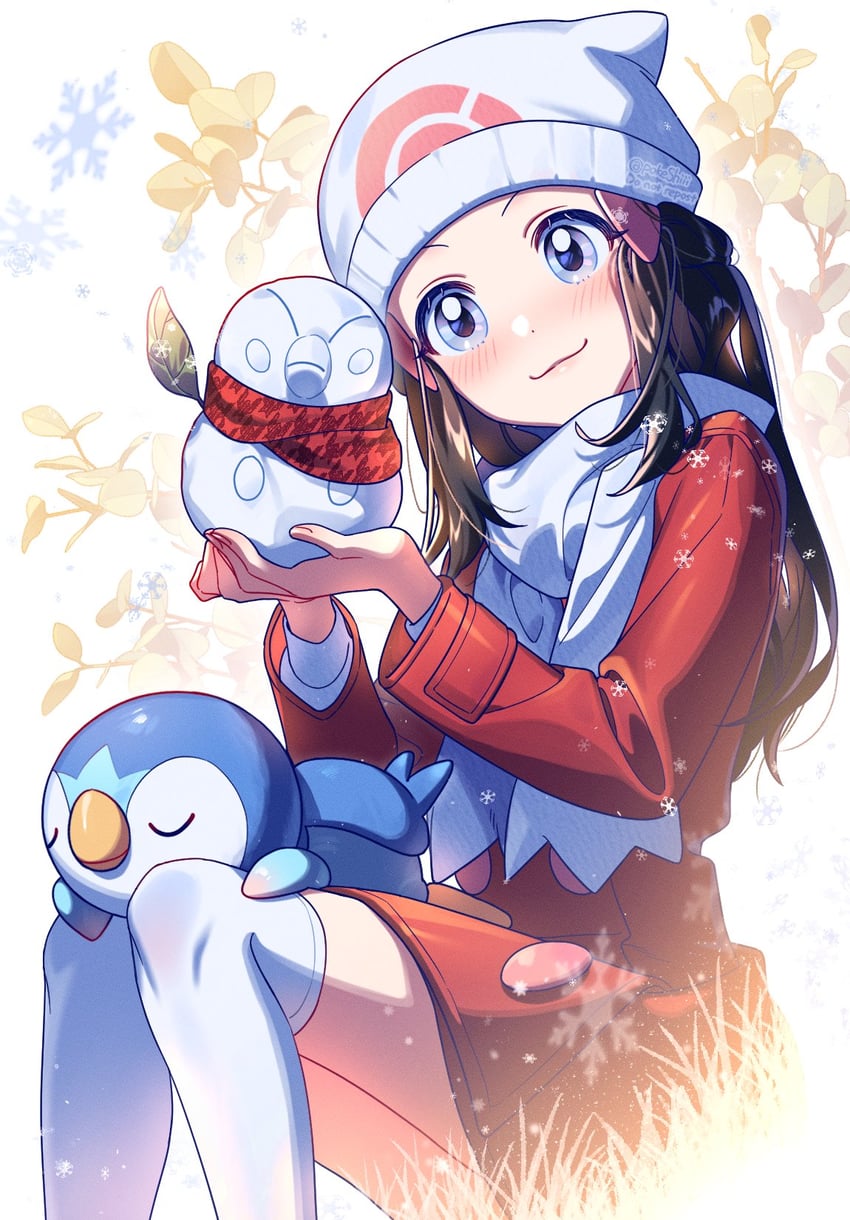 dawn and piplup (pokemon and 2 more) drawn by shi_mohaji