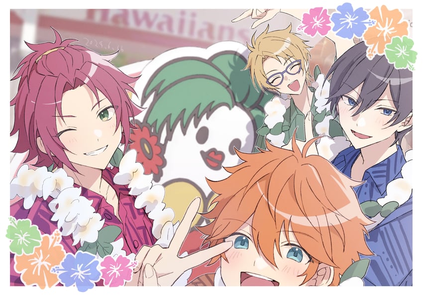 isara mao, akehoshi subaru, yuuki makoto, and hidaka hokuto (ensemble stars!) drawn by reijiro