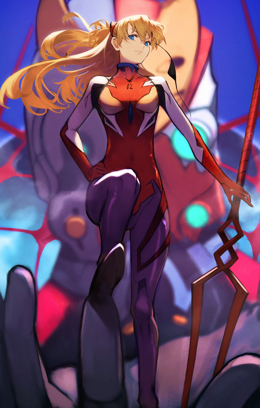 souryuu asuka langley and eva 02 (neon genesis evangelion and 2 more) drawn by yoshio_(55level)