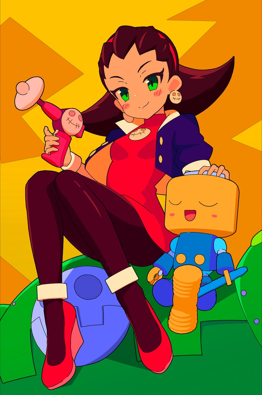 tron bonne and servbot (mega man and 1 more) drawn by yodok