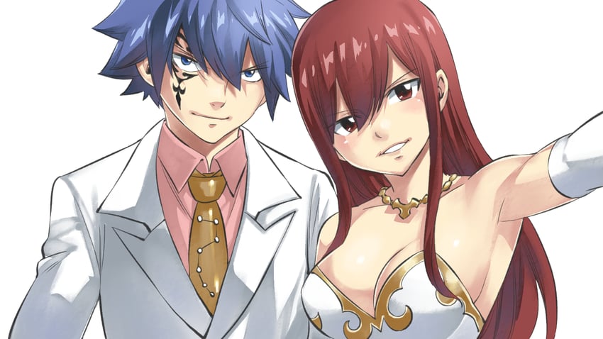 erza scarlet and jellal fernandes (fairy tail) drawn by mashima_hiro