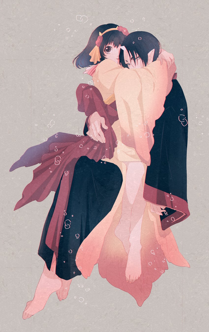 hoozuki and peach maki (hoozuki no reitetsu) drawn by hoicyo