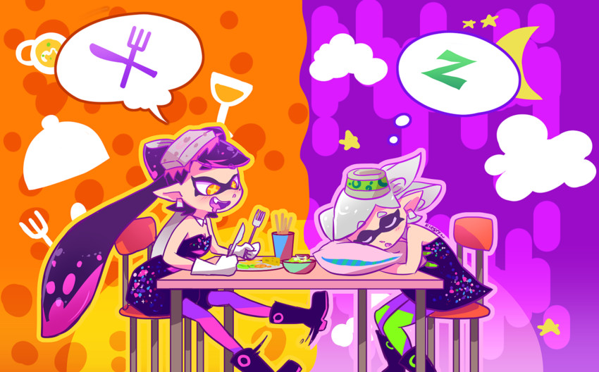 callie and marie (splatoon and 1 more) drawn by kelkilou