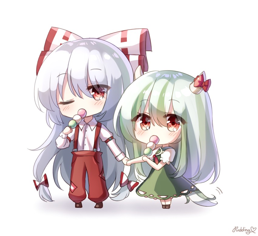 fujiwara no mokou, kamishirasawa keine, and ex-keine (touhou) drawn by pudding_(skymint_028)