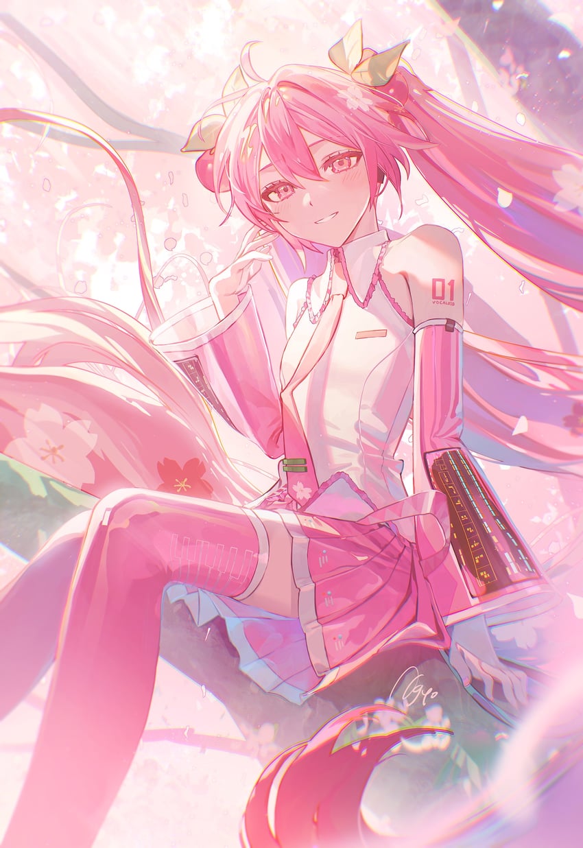 hatsune miku and sakura miku (vocaloid) drawn by agyou_sonokou_l