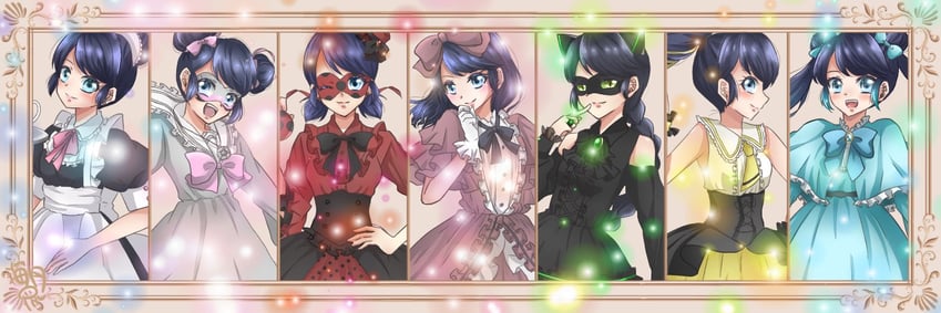 marinette dupain-cheng, ladybug, lady noir, and multimouse (miraculous ladybug) drawn by umtk_mrmr