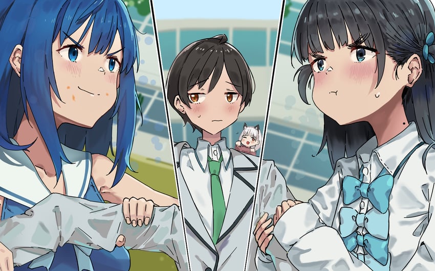 yanami anna, nukumizu kazuhiko, basori tiara, and shiratama riko (make heroine ga oo sugiru!) drawn by jyuunen-kun