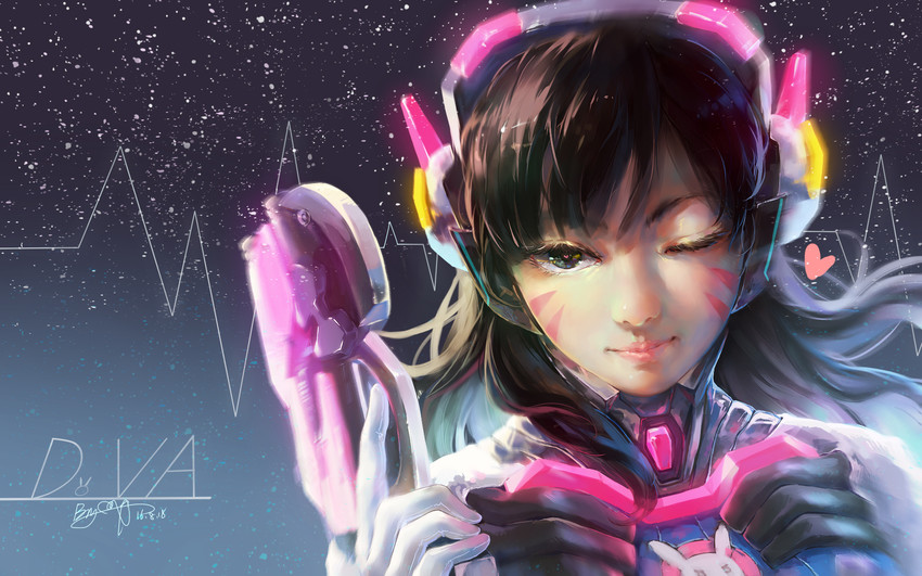d.va (overwatch and 1 more) drawn by wan_liang_sora