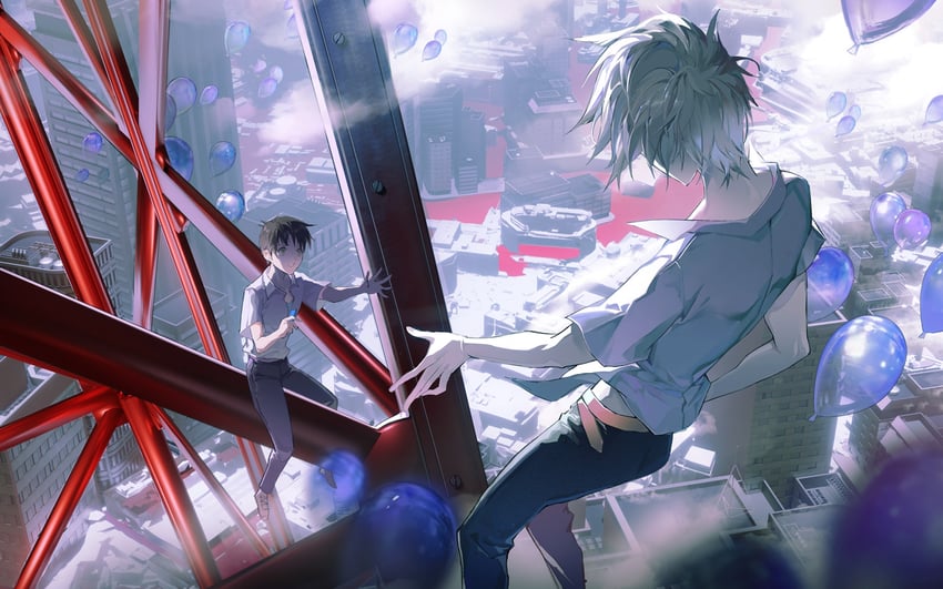 ikari shinji and nagisa kaworu (neon genesis evangelion) drawn by minty0