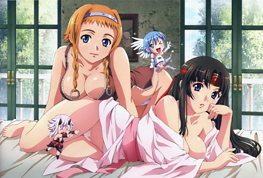 leina, exiled warrior leina, tomoe, musha miko tomoe, nanael, and 2 more (queen's blade)