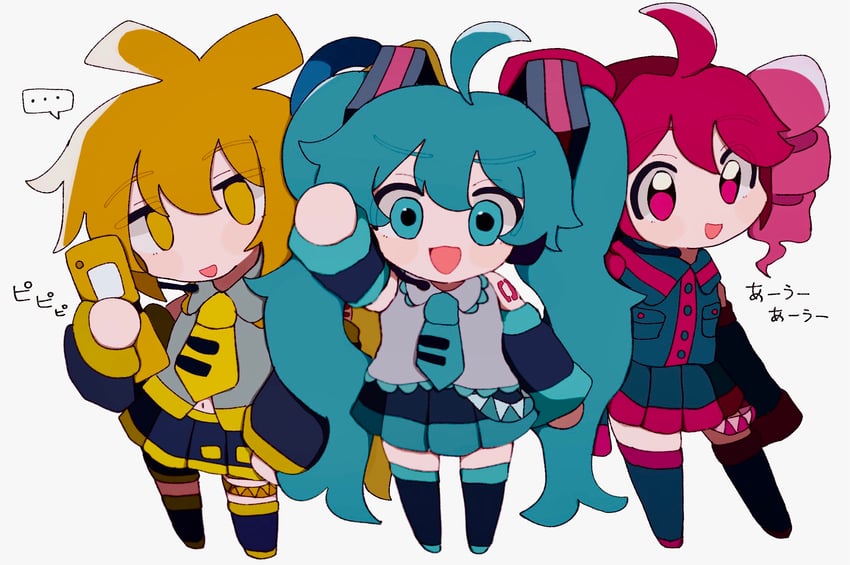 hatsune miku, kasane teto, and akita neru (vocaloid and 2 more) drawn by agyo_(ikayaki5252)