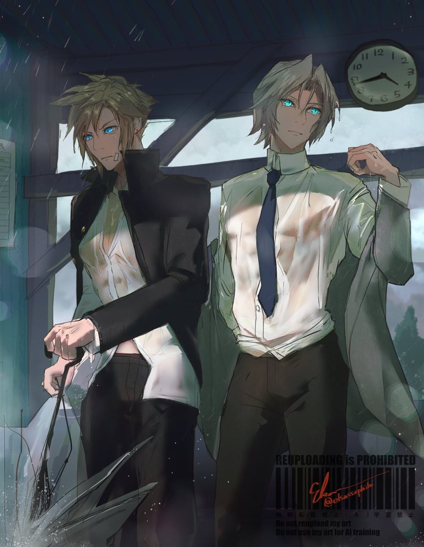 cloud strife and sephiroth (final fantasy and 2 more) drawn by elsass
