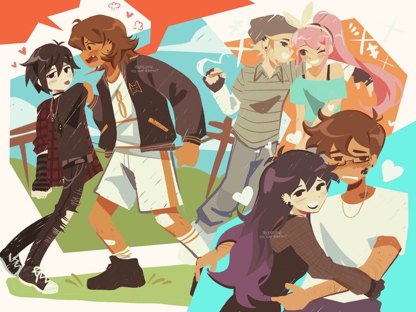 sunny, basil, aubrey, kel, mari, and 2 more (omori) drawn by zipsunz