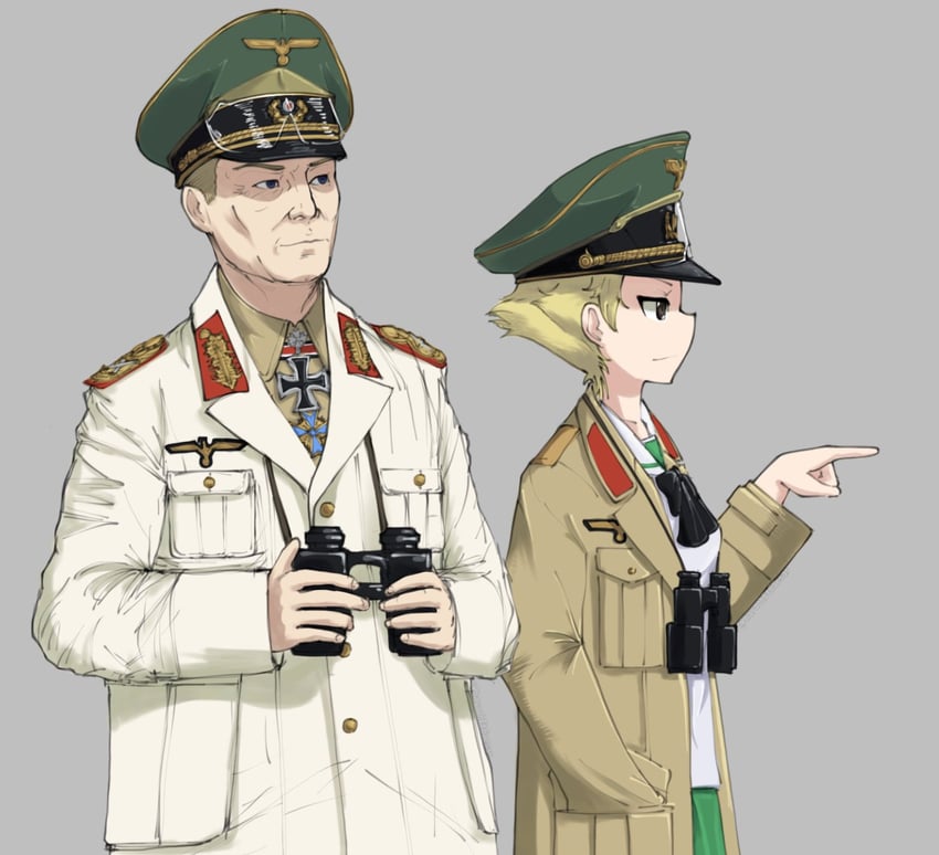 erwin and erwin rommel (girls und panzer) drawn by pharaohetcaesar