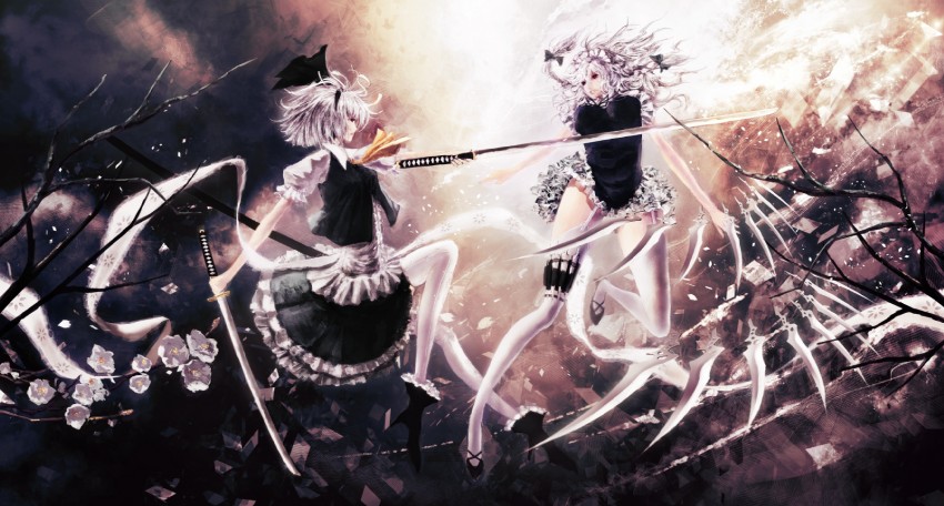 izayoi sakuya and konpaku youmu (touhou) drawn by iori_yakatabako