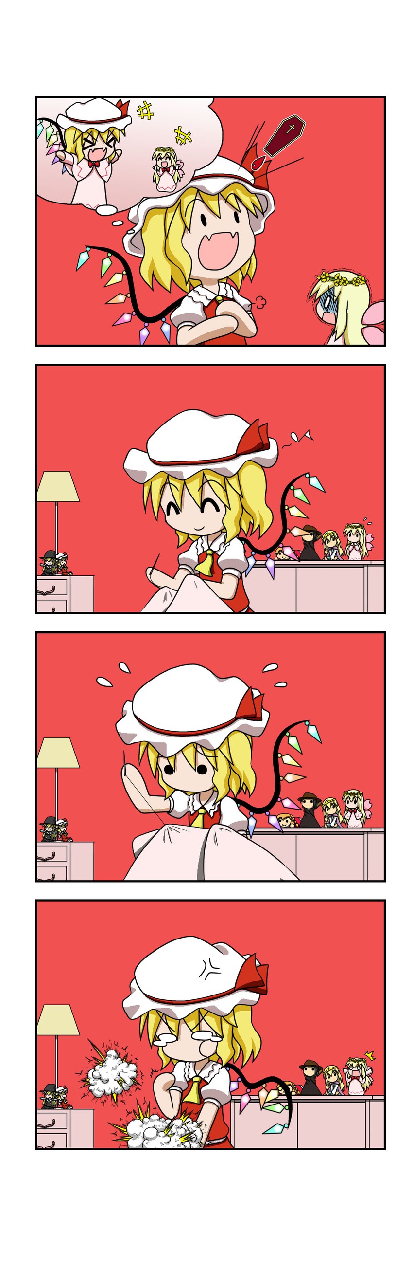 kirisame marisa, flandre scarlet, and lily white (touhou) drawn by rakugaki-biyori