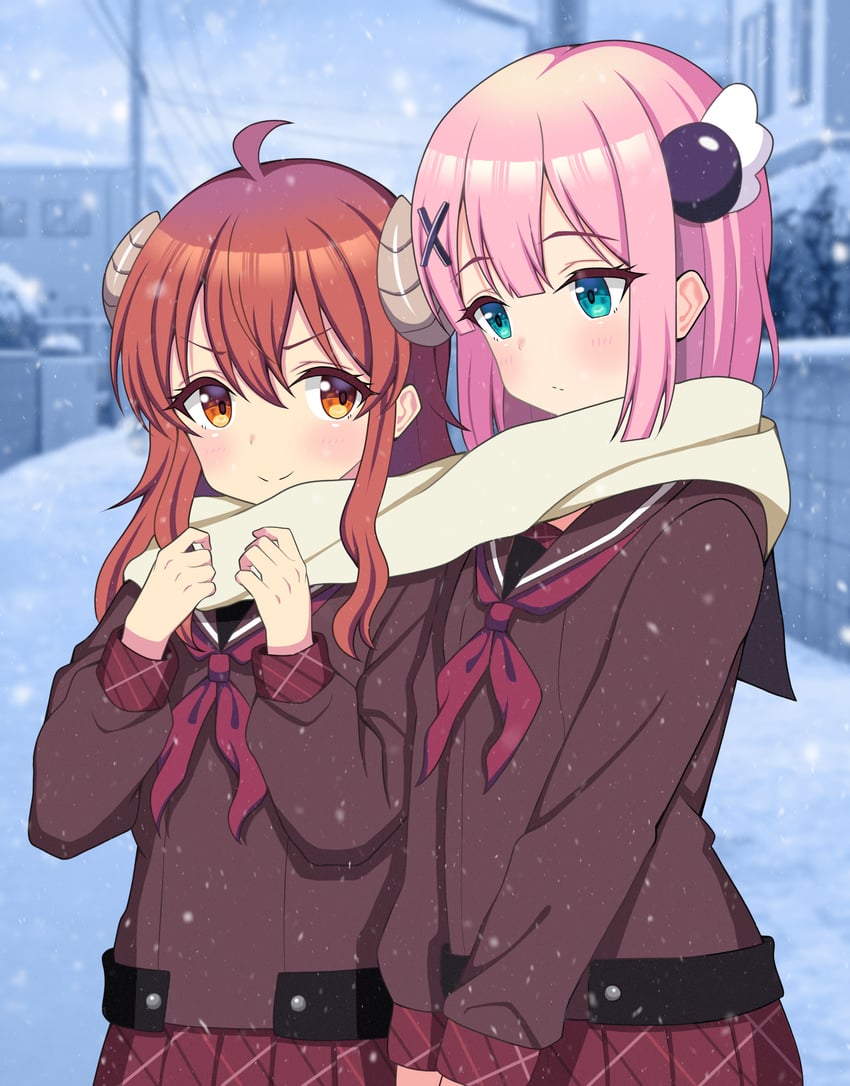 yoshida yuuko and chiyoda momo (machikado mazoku) drawn by kukokoko_(ukan2253)