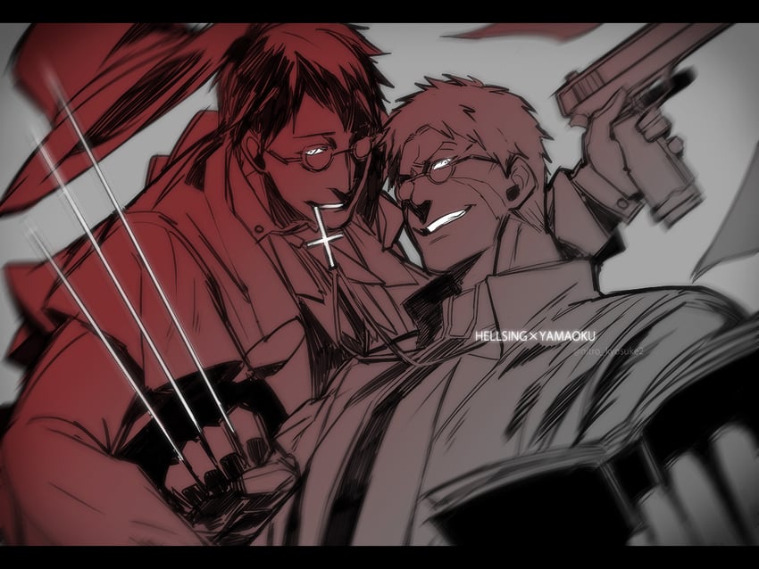 reiner braun, bertolt hoover, alucard, and alexander anderson (shingeki no kyojin and 1 more) drawn by kyosuke