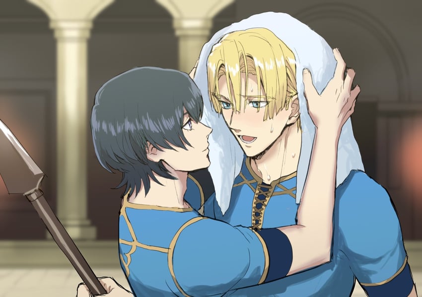 dimitri alexandre blaiddyd and male byleth (fire emblem and 1 more) drawn by yoshida_bd