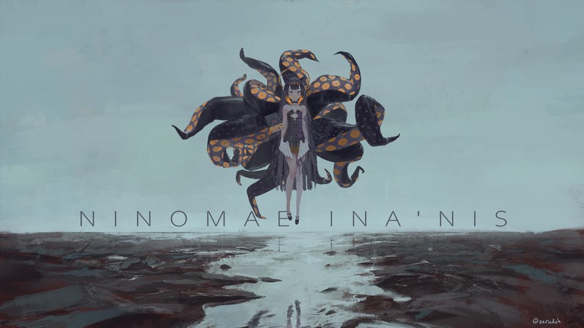 ninomae ina'nis and ao-chan (hololive and 2 more) drawn by zeradok