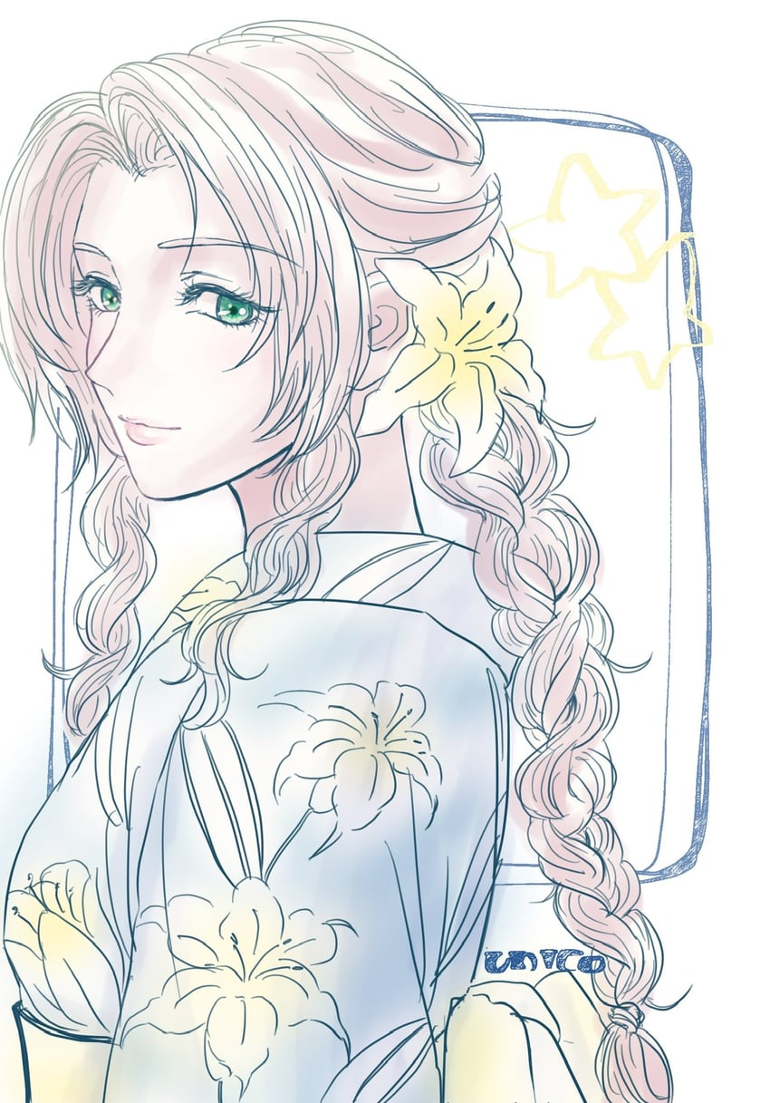 aerith gainsborough (final fantasy and 2 more) drawn by sdsbtfl