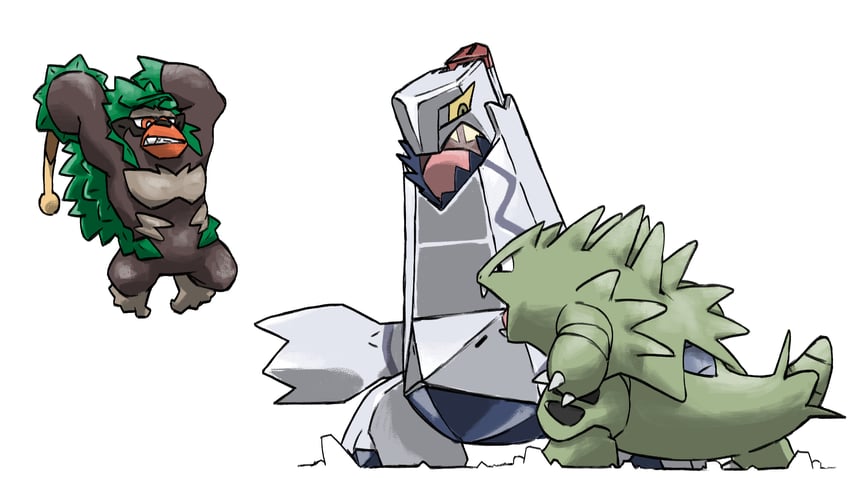 tyranitar, rillaboom, and duraludon (pokemon and 4 more) drawn by blacknirrow