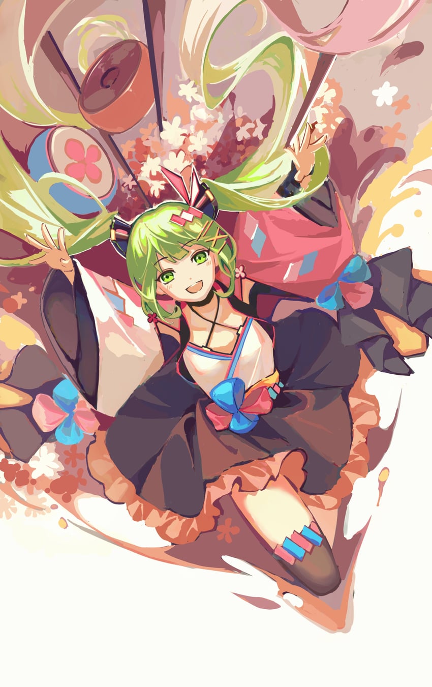 hatsune miku and magical mirai miku (vocaloid and 1 more) drawn by mio4moon