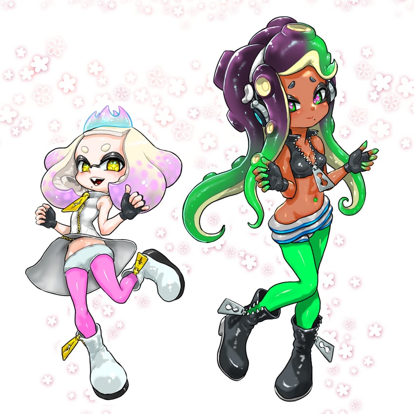 marina and pearl (splatoon and 1 more) drawn by koharu2.5
