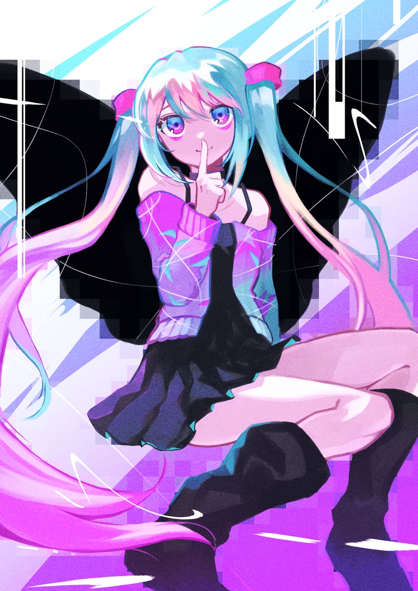 hatsune miku (vocaloid and 1 more) drawn by beekan